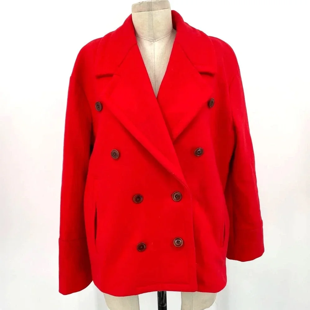 J. Crew Melton Wool Peacoat‎ Brilliant Flame Red Size 4